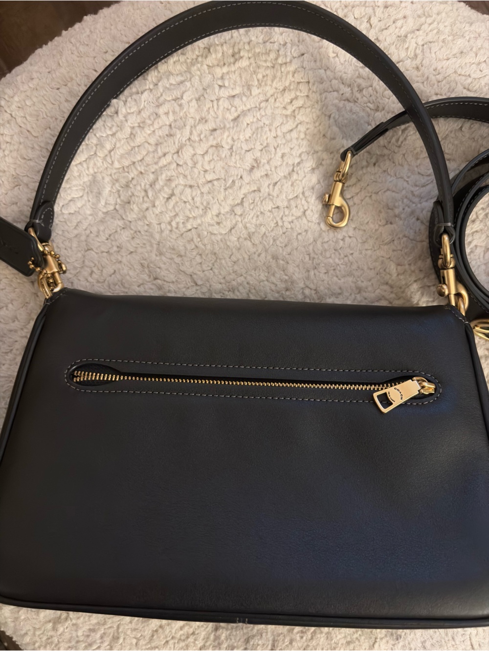 Coach Soft Tabby Shoulder Bag Black Brass Hardware - Picture 12 of 13
